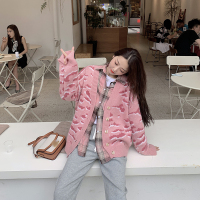 豹纹印花羊毛针织开衫女2020秋新款韩版洋气外穿上衣宽松毛衣外套