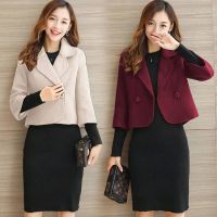 秋装韩版女装七分袖妮子外套短款女毛呢短外套女呢子小西装女上衣
