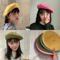 满足你所有搭配的糖果色羊毛贝雷帽子女秋冬百搭文艺日系画家帽潮