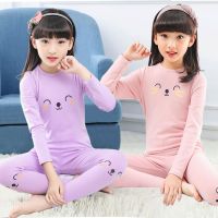 儿童家居服睡衣秋冬加厚中大童女童长袖打底保暖内衣套装加绒冬季