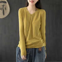 包芯纱6%羊毛混纺针织衫女秋季新款上衣百搭v领纯色女装