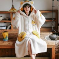 睡袍女秋冬季加厚珊瑚绒长款睡衣女冬天法兰绒浴袍韩版可爱家居服