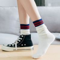 3/5双装袜子女春秋日韩版学院风中筒堆堆袜女士复古中高筒小腿袜