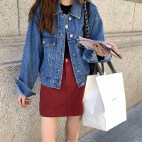 酷帅水洗做旧蓝色牛仔外套韩版宽松显瘦牛仔服短款上衣新款秋