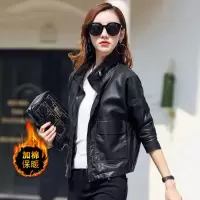 皮衣女短款2020春秋新款皮夹克大码女装外套休闲立领海宁pu机车服