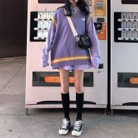 韩版时尚休闲春季套装撞色v领针织衫马甲背心+条纹衬衫女装两件套