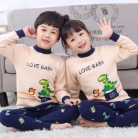 儿童轻保暖内衣套装男童女童冬季薄款夹棉睡衣小童宝宝秋衣秋裤