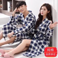 情侣浴袍男士睡袍春秋长款棉质长袖女秋冬天浴衣棉睡衣男装家居服