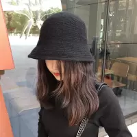 帽子女秋冬保暖羊毛针织渔夫帽冬天帽子韩版百搭小沿毛线帽秋季潮