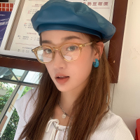 西本/帽子女网红秋冬韩版潮百搭pu皮贝雷帽女时尚英伦复古画家帽