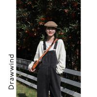 画风牛仔背带裤女2020新款时尚宽松减龄高腰直筒牛仔长裤