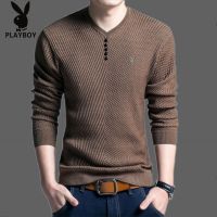 春款中年男士长袖t恤韩版薄款鸡心v领青年上衣体恤打底衫