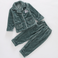 儿童法兰绒家居服秋款珊瑚绒男童女童宝宝秋冬季加厚冬天睡衣套装