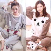 秋冬季睡衣女士加厚法兰绒冬天卡通可爱学生珊瑚绒保暖家居服套装