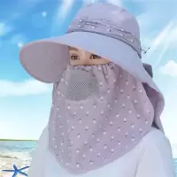 太阳帽子女夏季防晒遮脸护脖出游户外防紫外线大檐骑车遮阳帽布帽