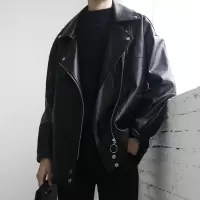gd同款机车皮衣男士韩版宽松oversize外套青年ins短款夹克情侣潮