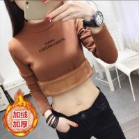 2020秋冬新款韩版加绒加厚半高领打底衫紧身大码内搭长袖t恤女潮