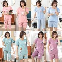 夏季韩版可爱短袖七分裤睡衣女休闲短裤睡衣女夏天女士睡衣家居服