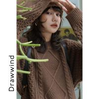 画风复古毛衣女日系秋冬新款针织麻花圆领套头长袖毛线衫