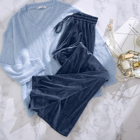 金丝绒阔腿裤女秋冬高腰垂感2020年新款宽松垂坠感丝绒休闲长裤子