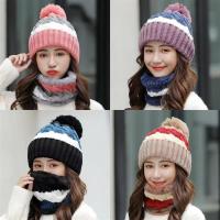 单件/两件 冬季帽子女加绒针织围脖帽韩版甜美可爱骑车保暖毛线帽