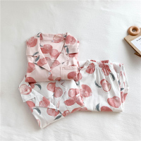 甜~洋气秋季睡衣女春秋长袖纯棉可爱日系甜美水蜜桃两件套家居服