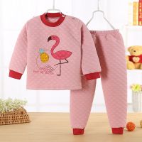 纯棉儿童保暖内衣套装男童女童夹棉加厚可贴身宝宝秋衣秋裤两件套