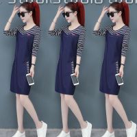 长袖牛仔连衣裙2020年新款宽松大码女装中长款牛仔裙子春秋季衣服