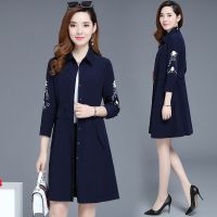 风衣外套女秋季新款2020韩版修身显瘦中长款小个子绣花春装外套潮