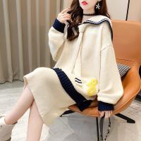 秋冬季2020新款学院军领毛衣女宽松慵懒针织衫女两件套套装