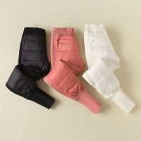 欧洲站高腰羽绒裤女外穿弹力修身显瘦毛线蕾丝淑女棉裤小脚裤靴裤