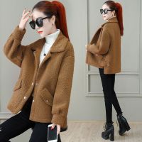 秋冬季2020新款韩版加厚仿羊羔毛外套女宽松显瘦短款毛呢外套上衣
