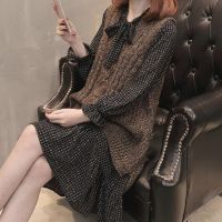 时尚套装女马甲两件套宽松大码女秋冬显瘦胖mm针织毛衣背心裙装