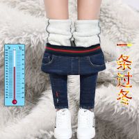 加厚羊羔绒牛仔裤女松紧腰韩版大码修身显瘦弹力保暖小脚铅笔棉裤