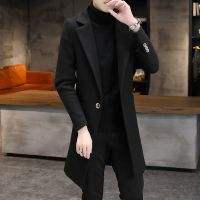 风衣男中长款冬季韩版男士秋冬款毛呢外套修身潮流呢子大衣加厚帅