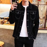 2018青年秋季牛仔夹克男士外套韩版男装修身黑色男生衣服帅气潮流