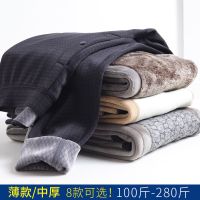 男薄款棉裤光面加肥加大码保暖裤加绒加厚高腰护膝修身防风打底裤
