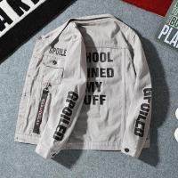 男士工装牛仔外套韩版潮流修身青年日系休闲灰色夹克春秋百搭衣服