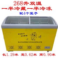 新款铜管圆弧玻璃门商用雪糕柜冰棒酸奶冷柜冰柜冷藏冷冻饮料柜|双温268升镀锌管