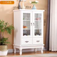 酒柜欧式实木餐边柜 厨房碗筷柜储物柜客厅玻璃展示橱柜 酒柜|二门白色