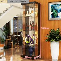 客厅现代简约玻璃酒柜餐厅酒柜靠墙装饰柜餐边带灯酒柜单门展示柜|9012#黑色单门