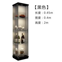全玻璃酒柜餐厅酒柜靠墙客厅柜小酒柜双单门展示展览柜手办模型柜|黑色[带门锁+射灯] 八门组合3.04*0.4*2米