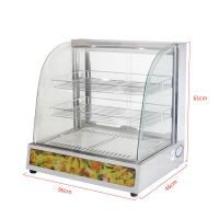 红色弧形油条板栗蛋挞保温柜 商用快餐面包汉堡熟食品展示保温柜|[大型]3层标准款-保温展示柜