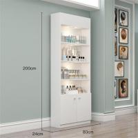 化妆品展示柜陈列柜美甲店护肤品柜美容院展柜欧式产品展示柜货架|白色经典款200*80*24