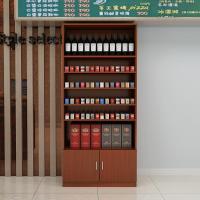 超市展柜洗化品烟酒茶叶商店展示柜陈列柜货架货柜红酒柜产品柜|2.2米高80厘米宽加层柚木色 双门