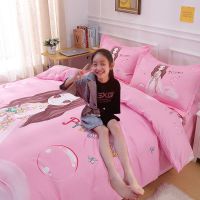 卡通被套四件套可爱女孩男孩儿童磨毛三件套单人床上用品1.8床笠