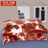 法兰绒枕套一对单人学生绒绒保暖枕头套48X74成人毛绒枕芯套