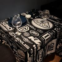 个性咖啡厅桌布黑色工业风格耐脏现代简约车标台布宿舍电脑桌布潮