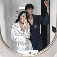 睡袍女春秋加长款ins风睡衣竹纤维毛巾料情侣睡袍浴衣裕袍家居服