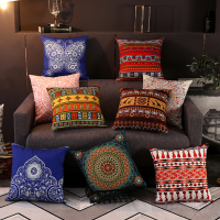 民族复古波西米亚棉麻抱枕套沙发腰靠枕短毛绒桃皮绒汽车床头靠垫